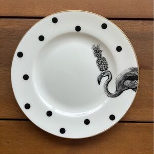 Anthropologie Plate YVONNE ELLEN Side TRENT FLAMINGO Pineapple Black Gold NWT